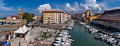 View from Punto Panoramico Ponte Santa Trinita, Livorno, Province of Livorno, Tuscany, Italy, Europe