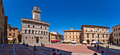 View of Palazzo Comunale in Piazza Grande in Montepulciano, Montepulciano, Province of Siena, Tuscany, Italy, Europe