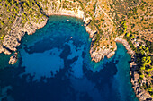 Ieranto bay seen from above, Punta Campanella, Amalfi coast, Naples province, Campania region, Italy, Europe