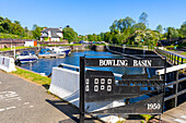 Hafen von Bowling, Upper Basin, Forth and Clyde Canal, Bowling, West Dunbartonshire, Schottland, Vereinigtes Königreich, Europa