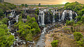 Aerial of Chiumbe waterfalls, Lunda Sul, Angola, Africa