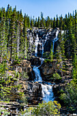 Wasserfall entlang des Glacier Parkway, Alberta, Kanada, Nordamerika