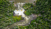 Aerial of the Pisew Falls Provincial Park, Thompson, Manitoba, Canada, North America