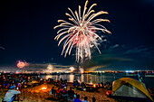 Fireworks display viewed from Shelter Island in San Diego, California, United States of America, North America