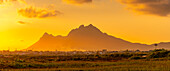 View of Long Mountains at sunset near Beau Bois, Mauritius, Indian Ocean, Africa