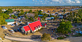 Aerial view of Notre-Dame Auxiliatrice de Cap Malheureux, Cap Malheureux, Mauritius, Indian Ocean, Africa