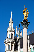 Statue der Jungfrau Maria, Marienplatz, Altstadt, München, Bayern, Deutschland, Europa