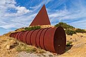 The iron pyramid of Parallel 38, Fiumara d'Arte, Motta d'Affermo, Nebrodi mountains, Messina province, Sicily, Italy, Mediterranean, Europe