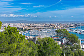 Blick vom Schloss Bellver über Palma, Mallorca, Balearen, Spanien, Mittelmeer, Europa
