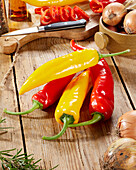 Red and yellow sweet peppers, Capsicum annuum