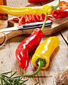 Red and yellow sweet peppers, Capsicum annuum