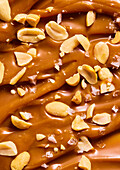 Close-up of salted caramel with peanuts