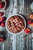 Apple cake with a lattice pastry topping