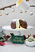 Christmas Plum Pudding with Custard