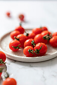 Cherry tomatoes and water droplets