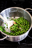 Macho peas in a saucepan