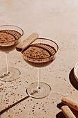 Chocolate hazelnut martini in hard light