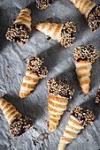 Homemade chocolate and fresh cream croissants