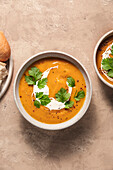 Butternut squash soup and baguette.