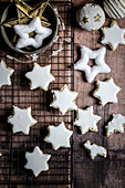 Walnut biscuits with a sugar coating, called cinnamon stars