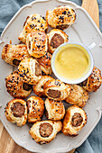 Fresh puff pastry sausage rolls