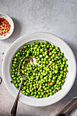 Macho peas side dish in a serving bowl