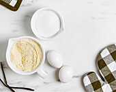 Ingredients for baking on a marble worktop