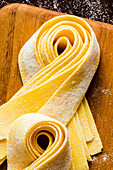 Fresh pappardelle close up