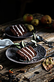 Pear and chocolate cake slices