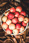Fresh ripe apples in a basket