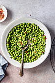 Macho peas side dish in a serving bowl