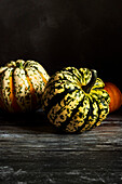 Squash Portrait on a Dark Surface and Background