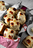 Fresh hot cranberry hot cross buns