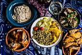 Traditional Georgian dishes on the Supra tablecloth