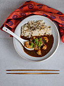 Japanischer Curryreis mit Krabben