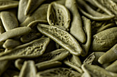 Full frame high angle of fresh green Spinach sfoglia pasta placed on table