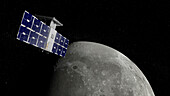 CAPSTONE spacecraft approaching lunar North Pole, illustration