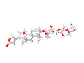 Digitoxin heart drug molecular structure, illustration