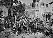 Last group of soldiers in the Tyrolean Rebellion, illustration