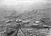 Railroad up Vesuvius, 19th century illustration