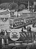 Cable tram, Chicago, USA, 19th century illustration