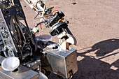 Mars rover sampling soil in University Rover Challenge, Utah, USA