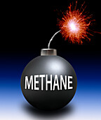 Methane bomb, conceptual illustration