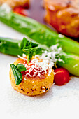Fried gnocchi with asparagus and parmesan