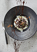 Chocolate tagliatelle with truffle cream