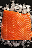 Salmon fillet (centre piece) on crushed ice