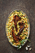 Marinated lamb rib chops with couscous and herbs