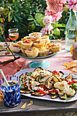 Pasta muffins with cheese, roasted vegetables 'Tonnato'