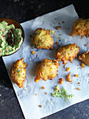 Corn fritters with guacamole
