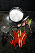 Ingredients for homemade sweet chilli sauce